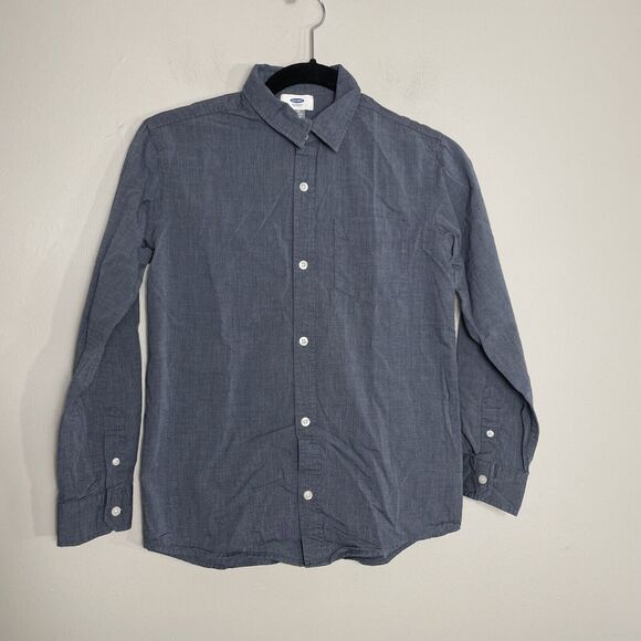 Old Navy Boys Long Sleeve Button Down Shirt Kids Size L (10-12) Regular Fit Blue - Picture 1 of 10